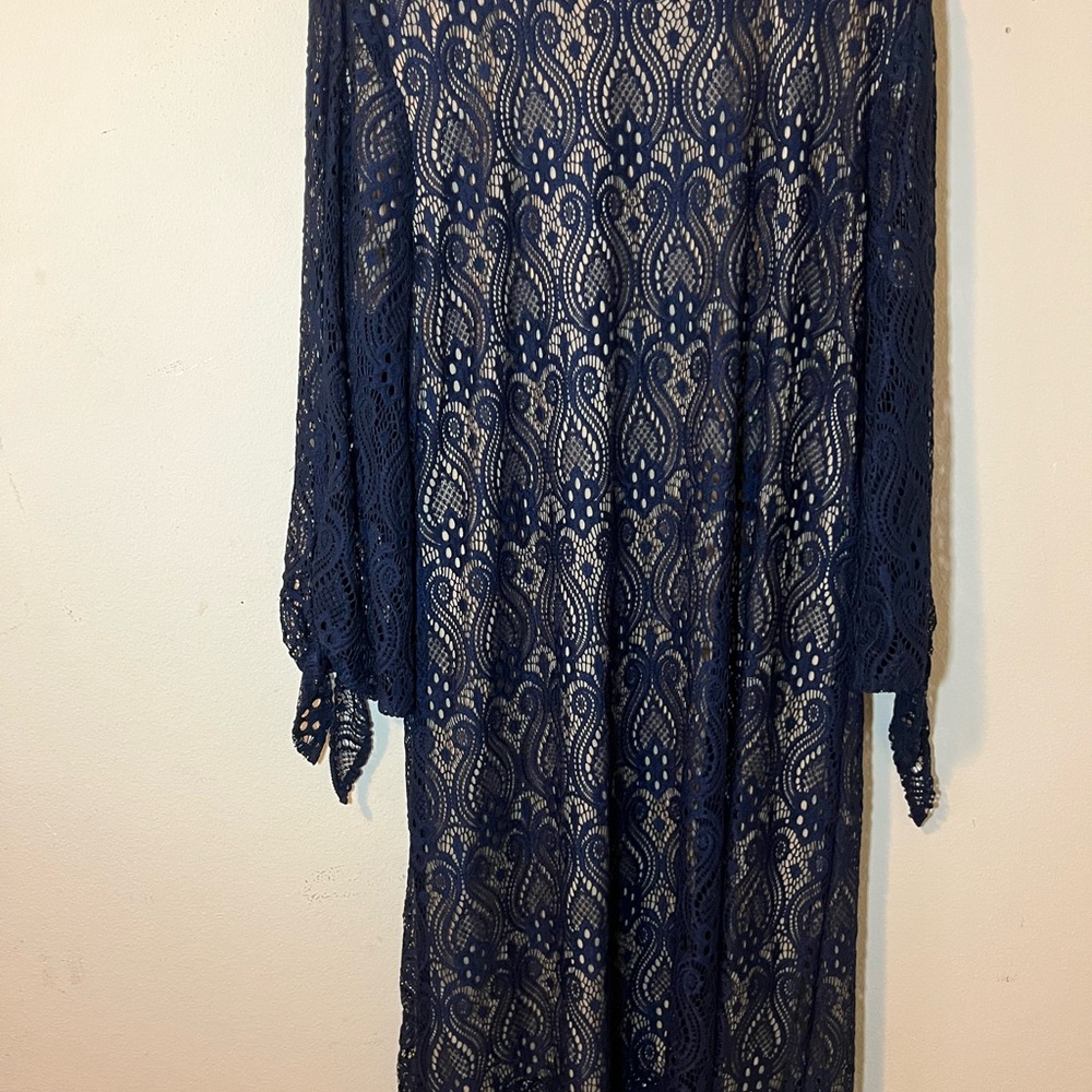 Tacera Navy Blue Lace Dress